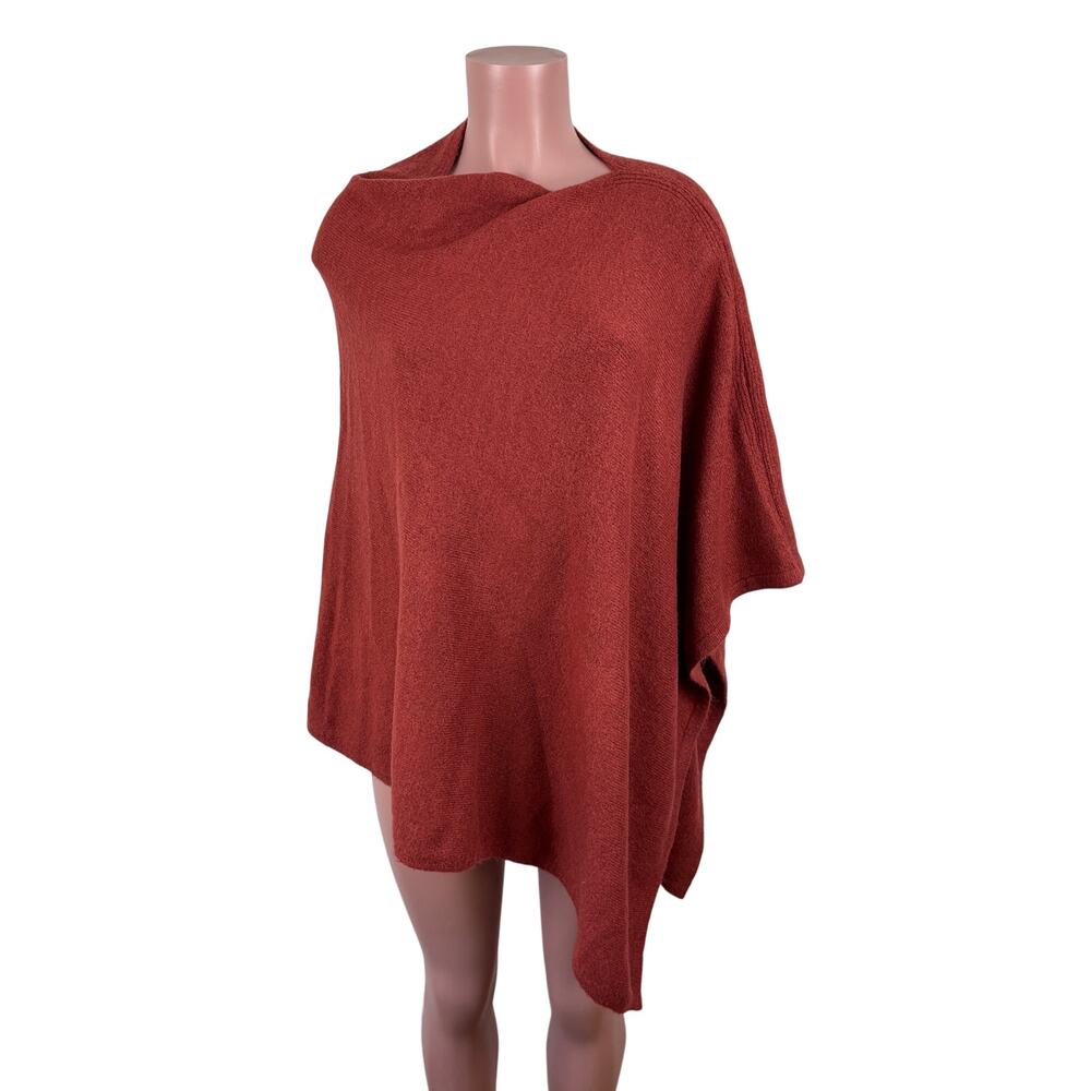 LOOK Cashmere Poncho Wrap Rust Red cashmere wool viscose blend One Size
